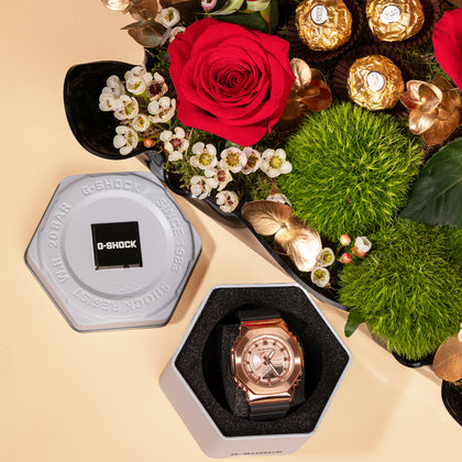 G-SHOCK ANALOG DIGITAL Watch for Women with Roses & Chocolate