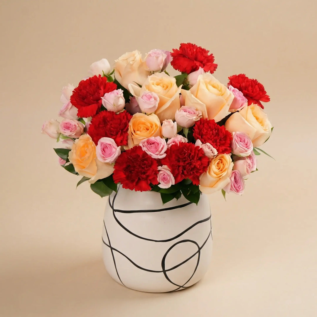 Elegant Valentine Floral Symphony in Artistic Vase