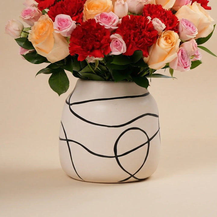 Elegant Valentine Floral Symphony in Artistic Vase