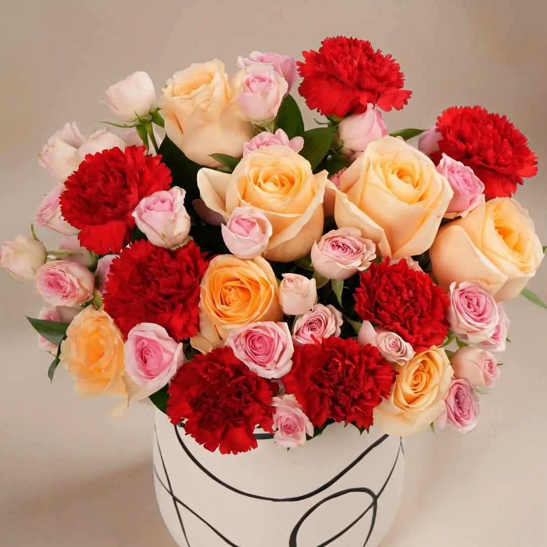 Elegant Valentine Floral Symphony in Artistic Vase