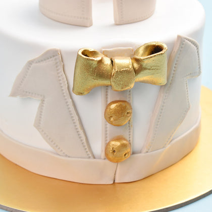 Elegant Gentleman Designer Cake - Chocolate Fondant Delight