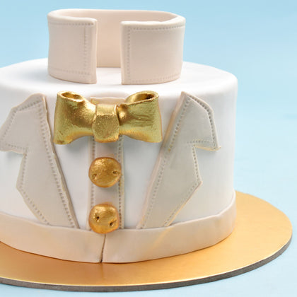 Elegant Gentleman Designer Cake - Chocolate Fondant Delight
