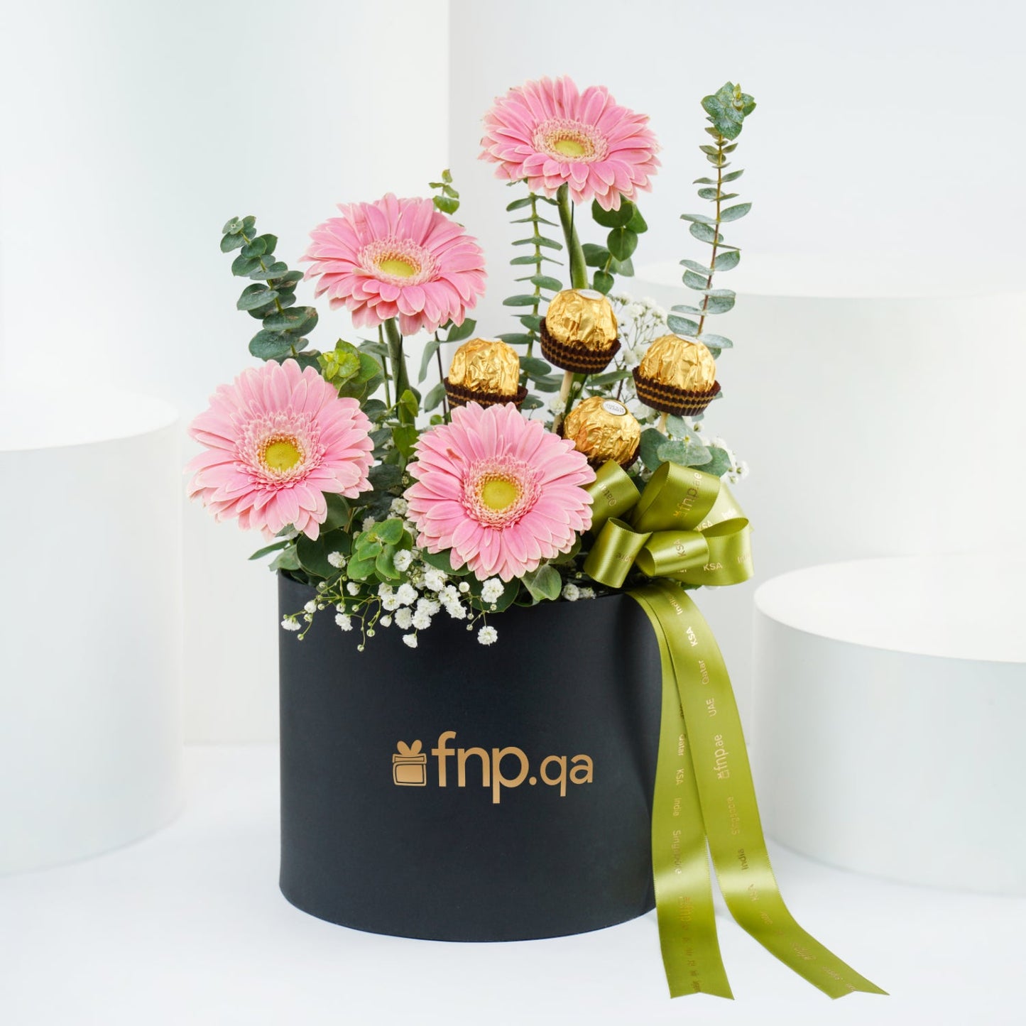 Elegant Gerberas & Ferrero Rocher Chocolate Gift Box