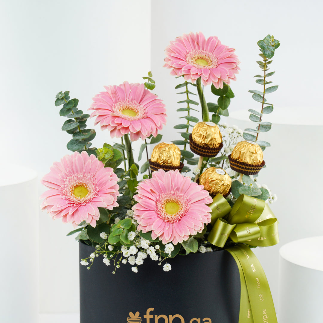 Elegant Gerberas & Ferrero Rocher Chocolate Gift Box