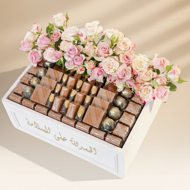 Elegant Get Well Soon Gift Box with Roses and Opera Patisserie Delights
