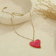 Elegant Glossy Red Heart Pendant Necklace in Gold-Tone Stainless Steel