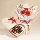 Godiva Beige Velvet Heart Gift Box 12 Pieces With Red Rose Bouquet