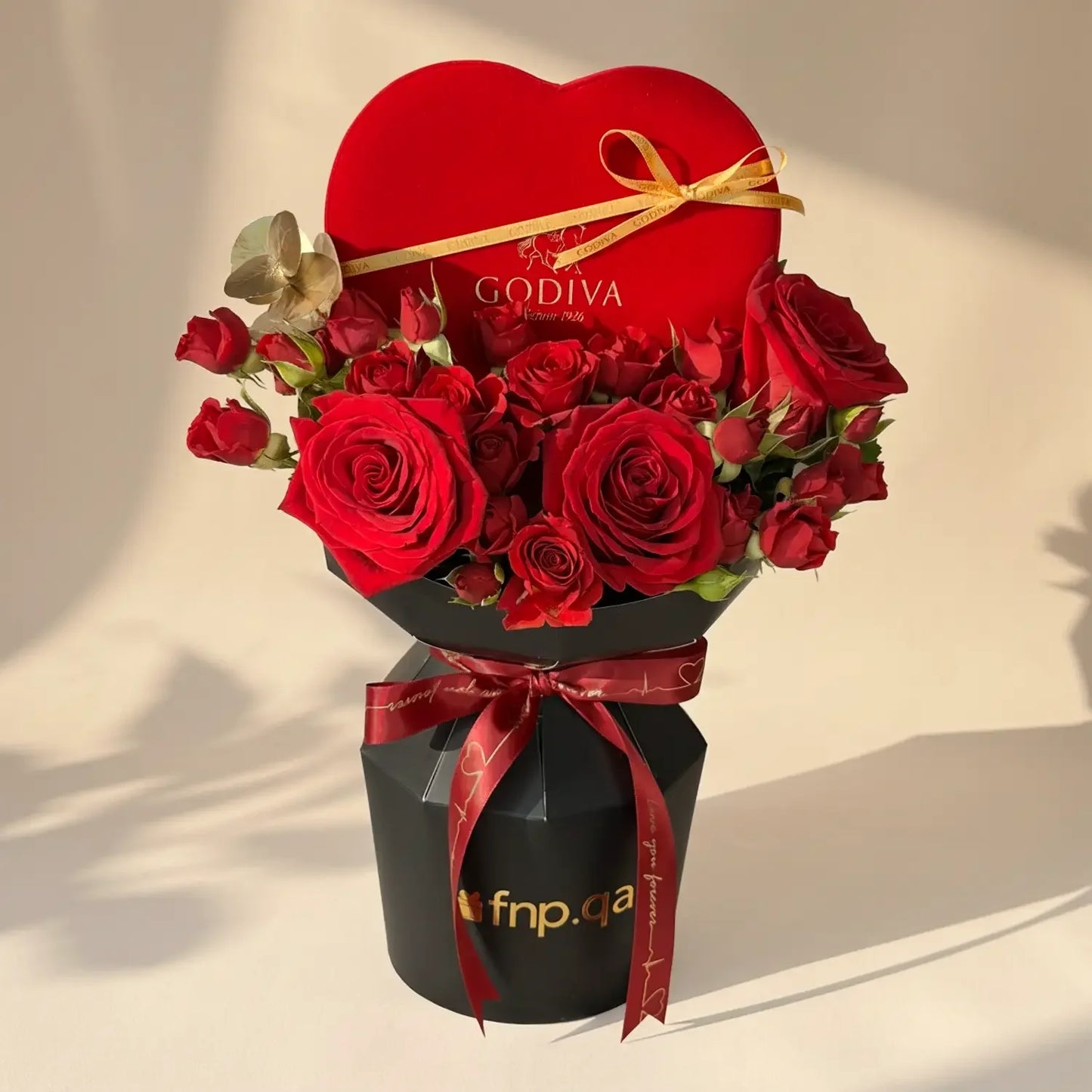 Godiva Heart of Love with Roses & Belgian Chocolates