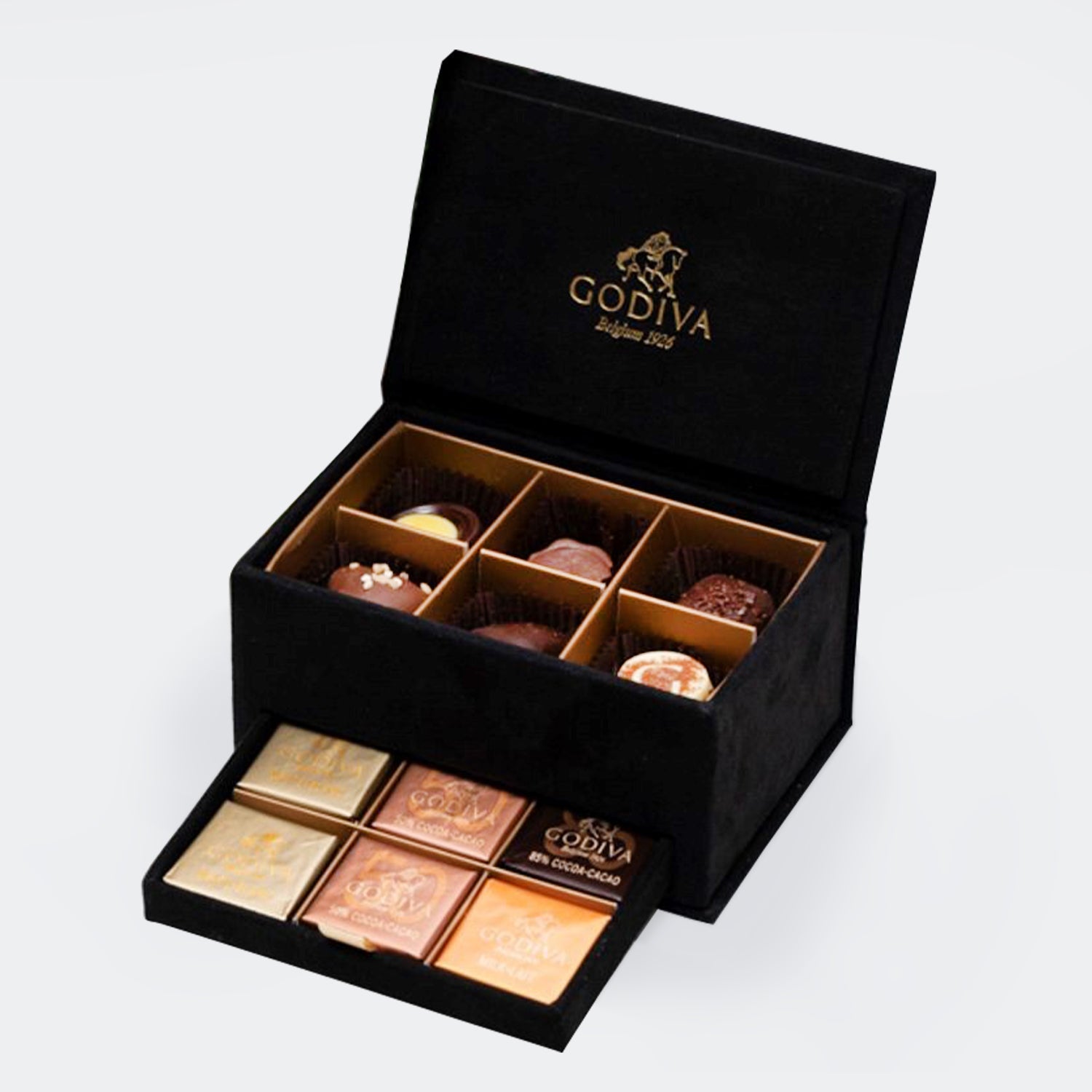 Godiva | Mini Royal Box Black & Sunflowers Bouquet