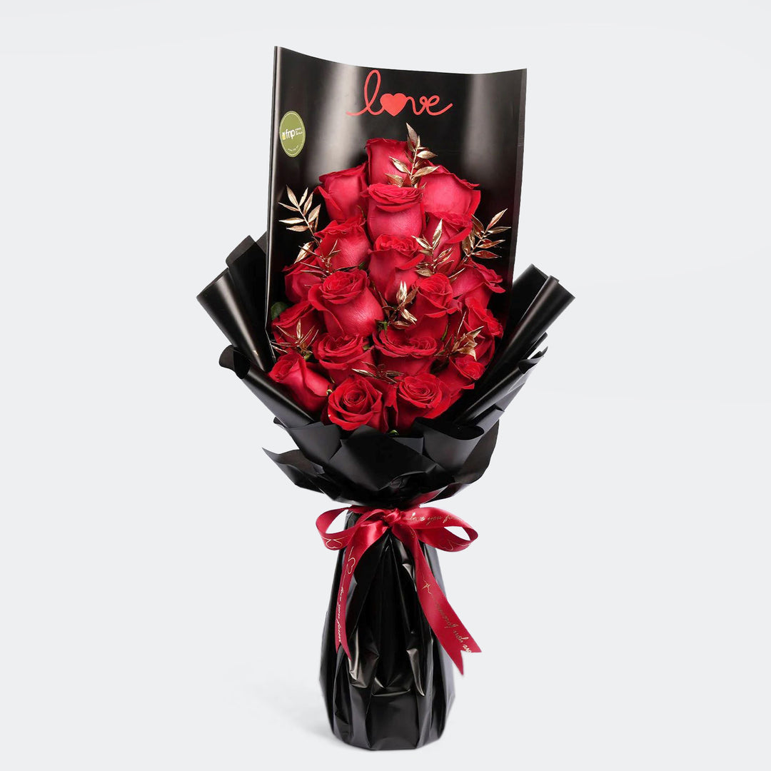 Godiva Mini Royal Box with Red & Scarlet Whisper Bouquet - A Luxurious Gift