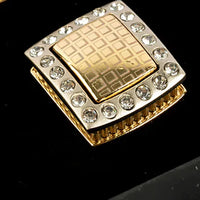 Elegant Gold & Silver Tone Cufflinks with Crystal Accents for Men
