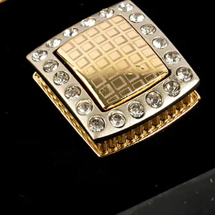 Elegant Gold & Silver Tone Cufflinks with Crystal Accents for Men