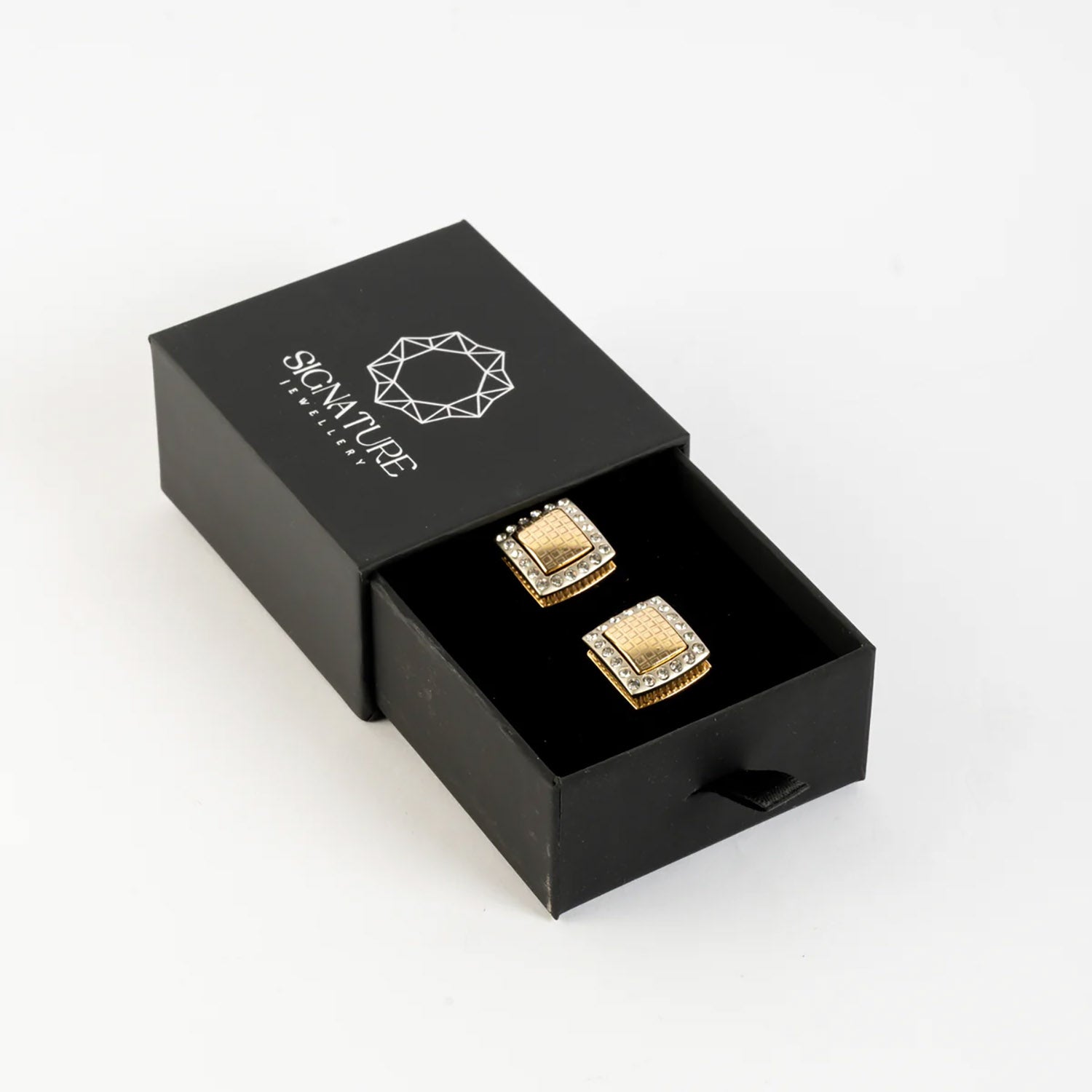 Gold & Silver Tone Cufflinks with Crystal Accents