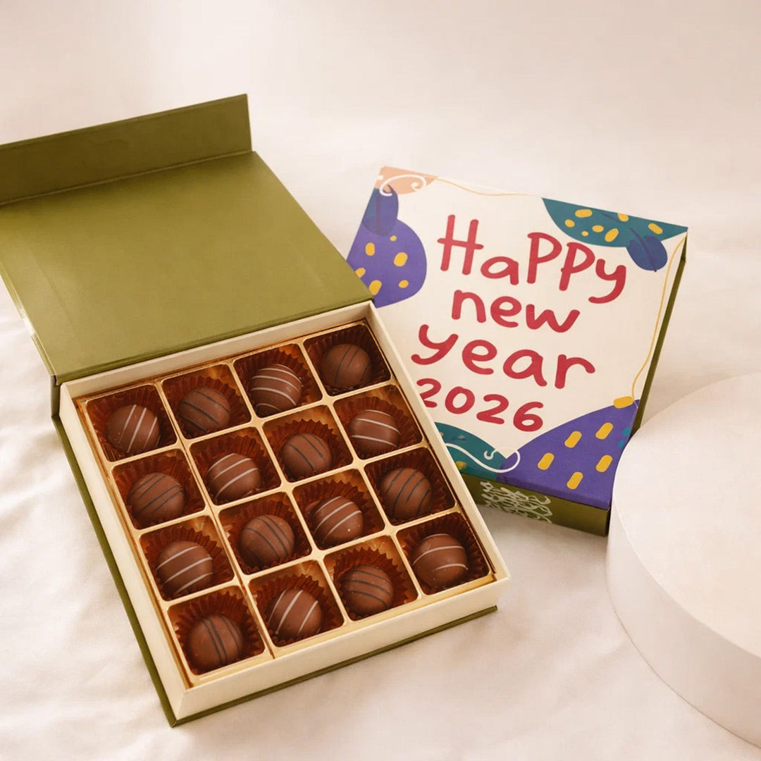 Golden Beginnings: New Year Chocolate Box - 12pcs Galatchi Hearts