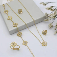 هدية تذكار قلب الأم: وردة أبدية ومجموعة مجوهرات الزهرة الذهبية