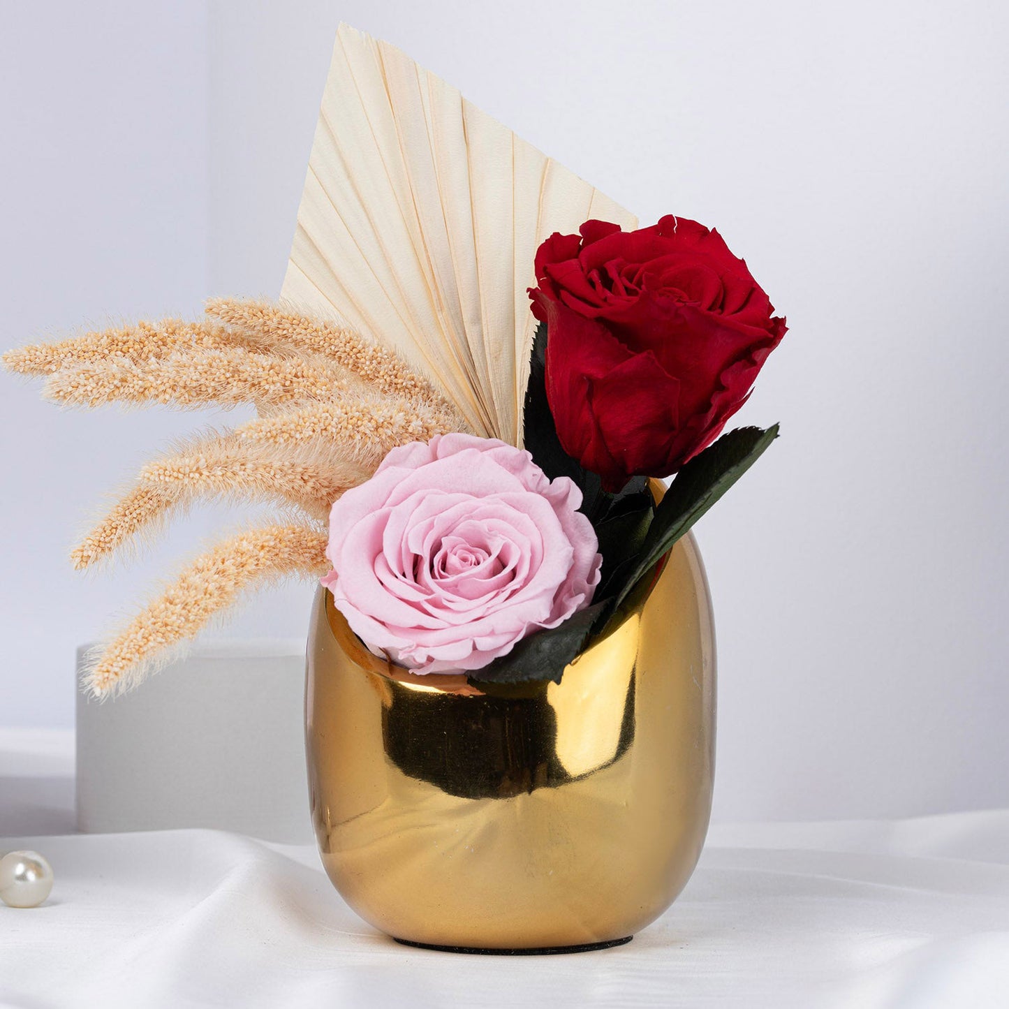 Golden Charm Preserved Rose Duo
