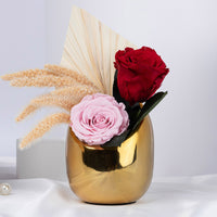 Golden Charm Preserved Rose Duo