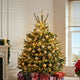 Golden Glow 6-Foot Artificial Christmas Tree with LED Lights and Gold Baubles