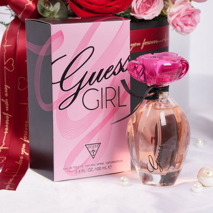 Luxurious Love Rose Box with Guess Girl Perfume