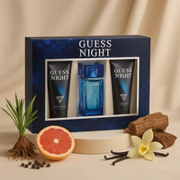 Guess Night Premium Gift Set for Men - Eau de Toilette, Shower Gel, and Body Spray