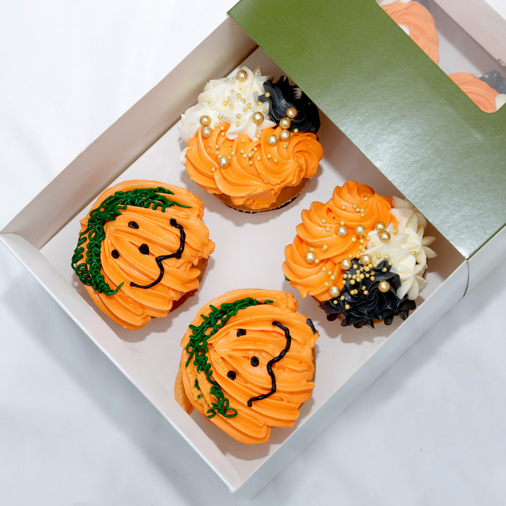 Delicious Halloween-Themed Vanilla Cupcakes - Pack of 6