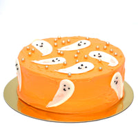 Delicious Halloween Ghost-Themed Red Velvet Cake