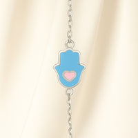 Hamsa Heart Necklace Set Blue Edition With Flower Arrangement