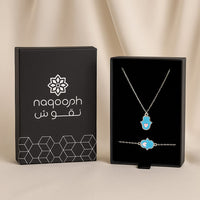 Hamsa Heart Necklace Set | Blue Edition
