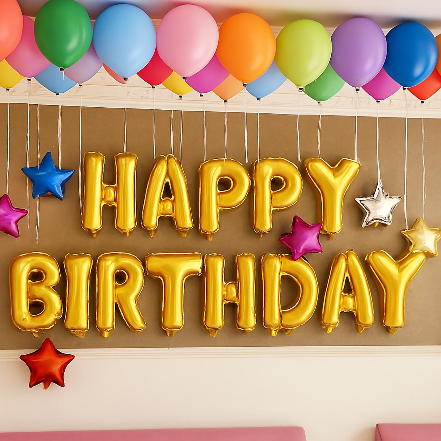 Happy Birthday Colourful Balloon Decor