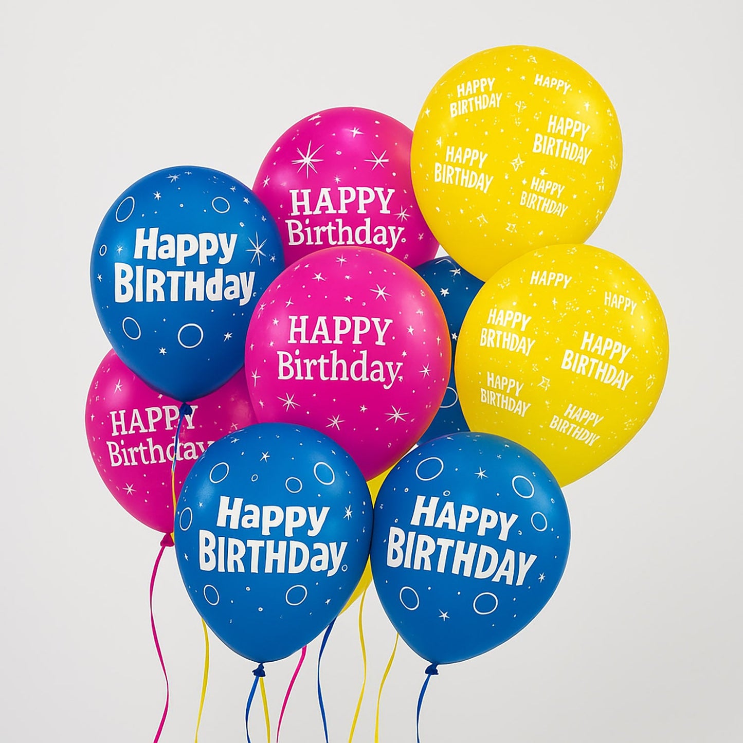 Vibrant Happy Birthday Latex Balloon - Pack of 10