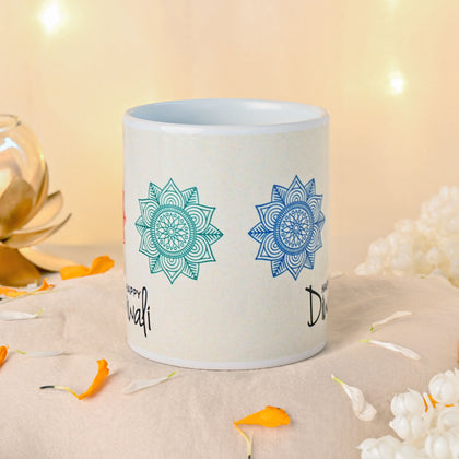 Festive Happy Diwali Ceramic Mug – Black, 325ml