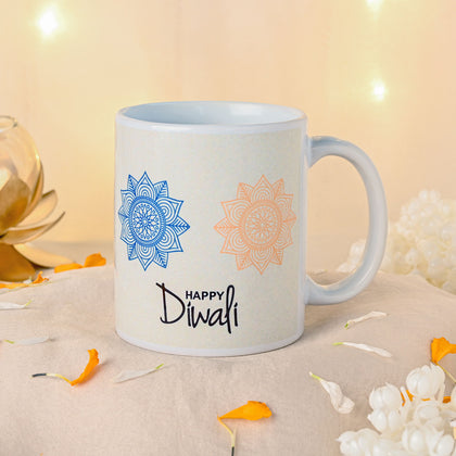 Festive Happy Diwali Ceramic Mug – Black, 325ml