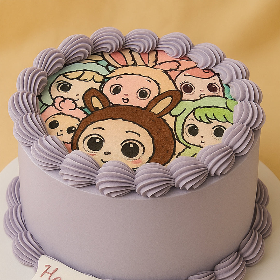 Delicious Red Velvet Labubu Faces cake