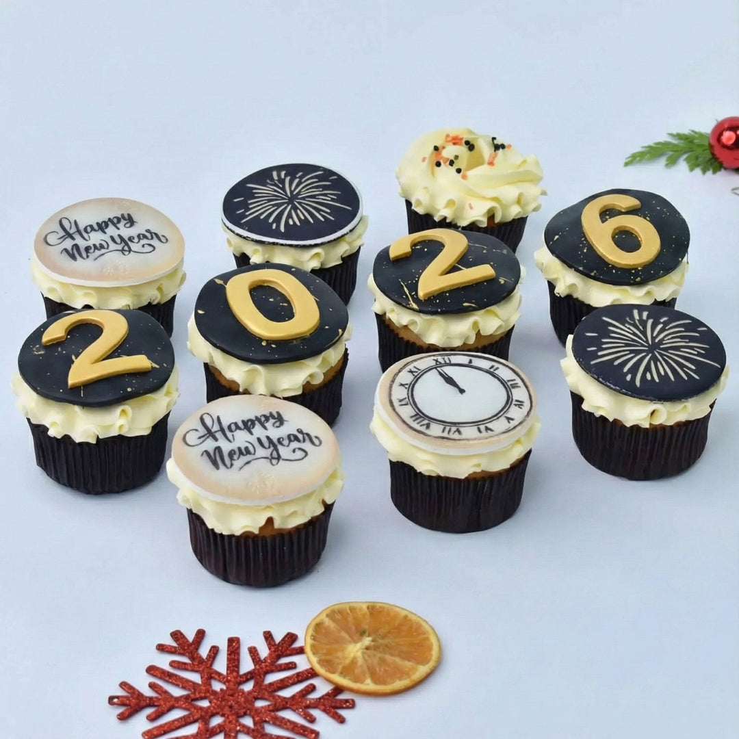 Festive New Year Vanilla Cupcakes - Celebrate 2026 in Style