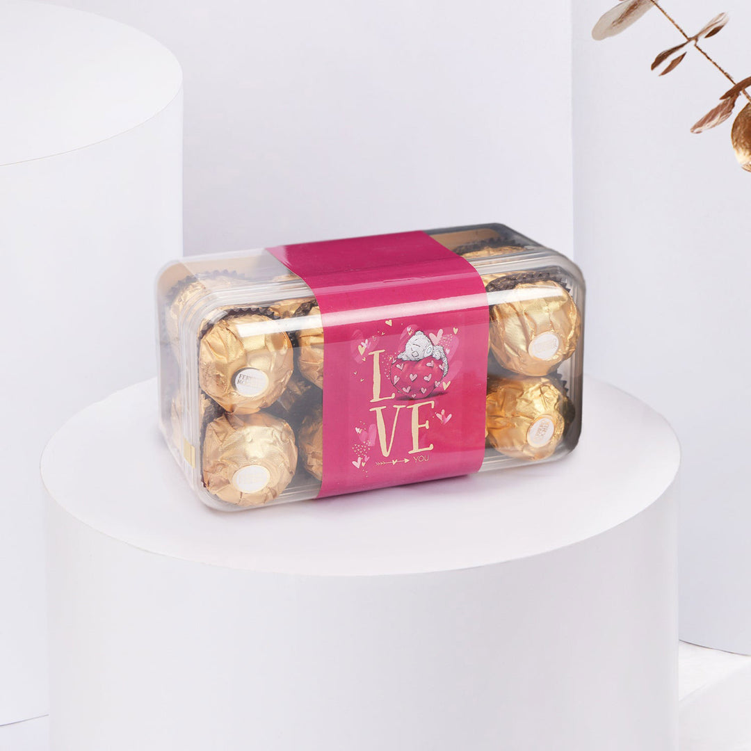 Heartfelt Bliss Bouquet with 16pcs Ferrero Rocher - A Perfect Gift of Love