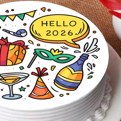 Festive New Year Chocolate Photo Cake - Celebrate 2026