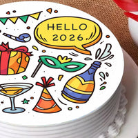 Festive New Year Chocolate Photo Cake - Celebrate 2026