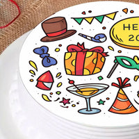 Festive New Year Chocolate Photo Cake - Celebrate 2026