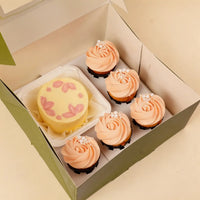Delightful Vanilla Celebration Combo: Bento Cake & Cupcakes