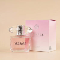 Rosy Love with Versace: Elegant Pink Rose Bouquet & Versace Bright Crystal Perfume
