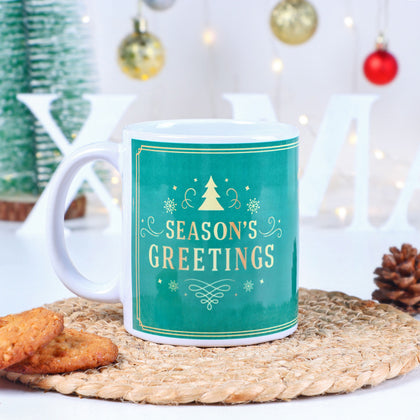 Holiday Harmony Ceramic Mug - Festive 'Season's Greetings' Design
