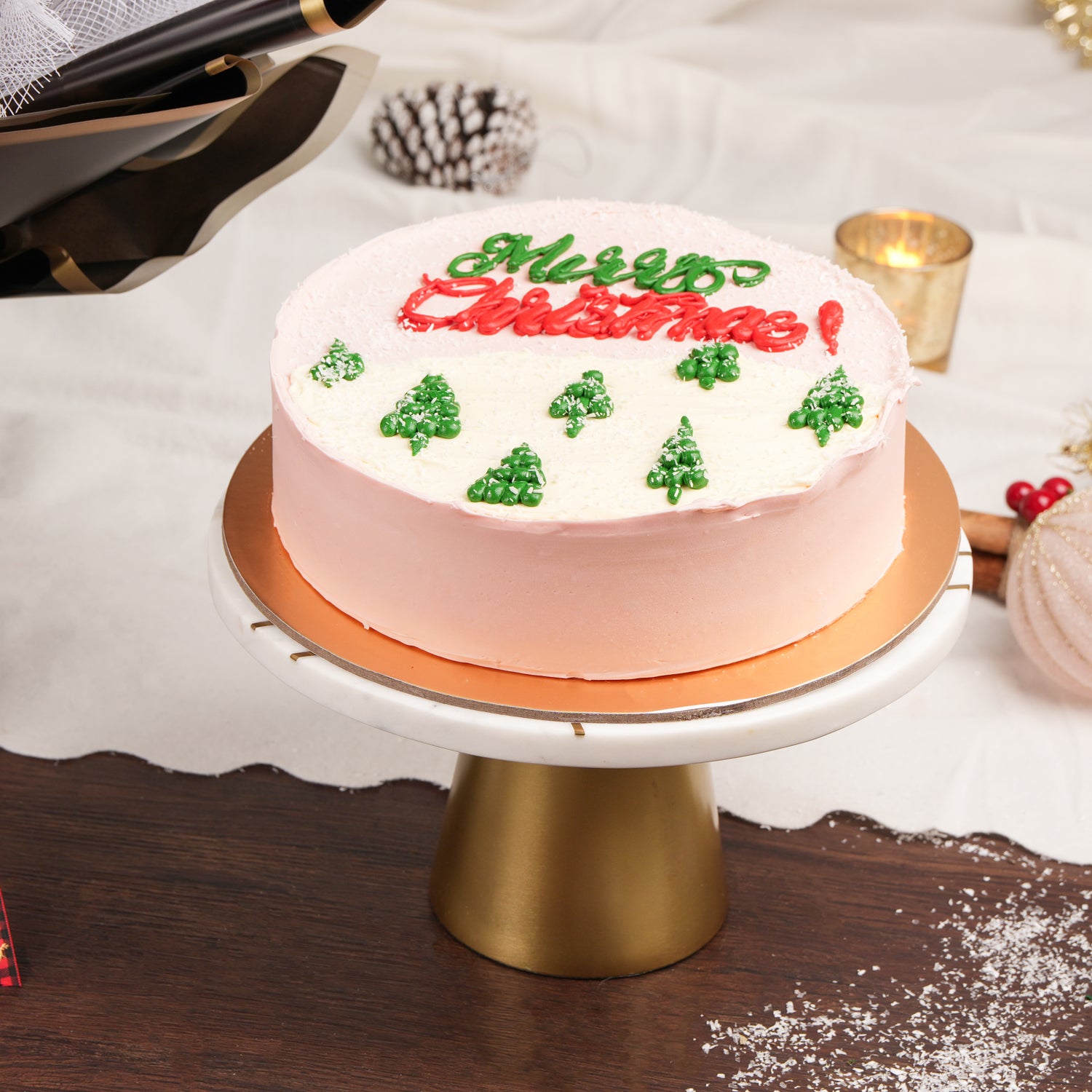 Holidays Celebration Bouquet With Chocolate Cake