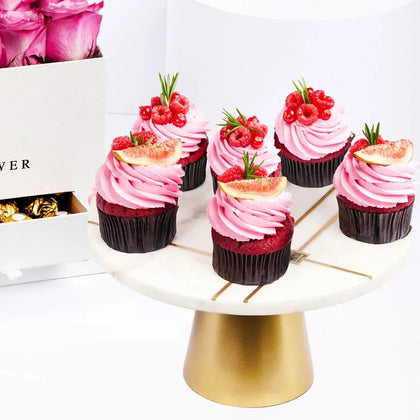 Elegant Purple Roses with Ferrero Rocher and Red Velvet Cupcakes