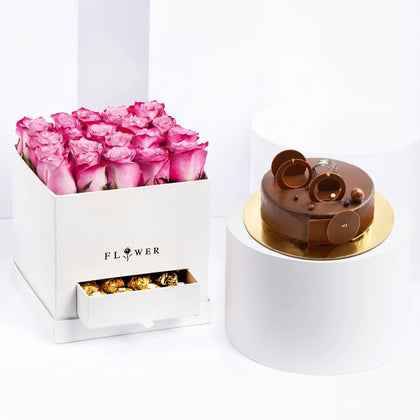 Elegant Purple Roses & Chocolate Indulgence Gift Set