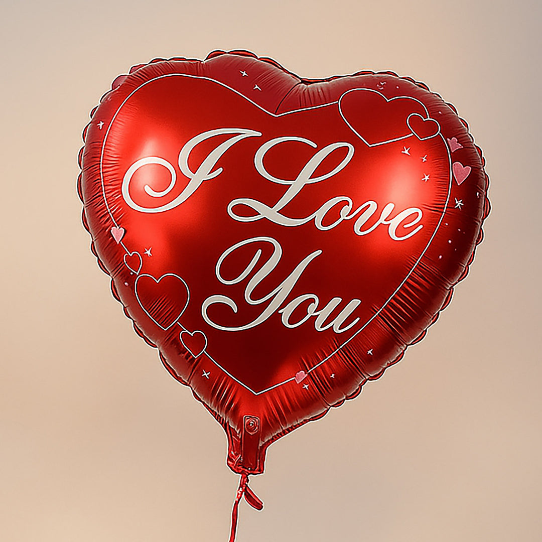 بالون فويل على شكل قلب بكلمة أحبك - مثالي للمناسبات الرومانسية