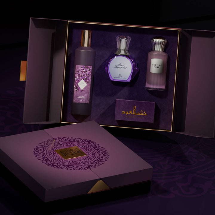 Ihdaa Khaas Luxury Gift Set - Unisex Fragrance Collection (Oud Lavender, Couture Noir, Lifrash Oud Lavender & Oud Arian Super)