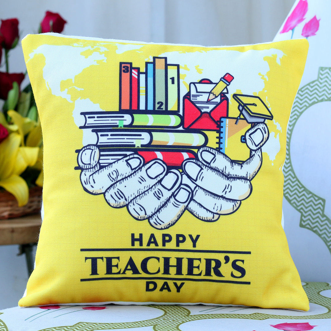 Inspirational Teacher's Day Cushion with Knowledge Design