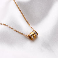 Signature Golden Roman Barrel Necklace with Floral Delight Gift Box