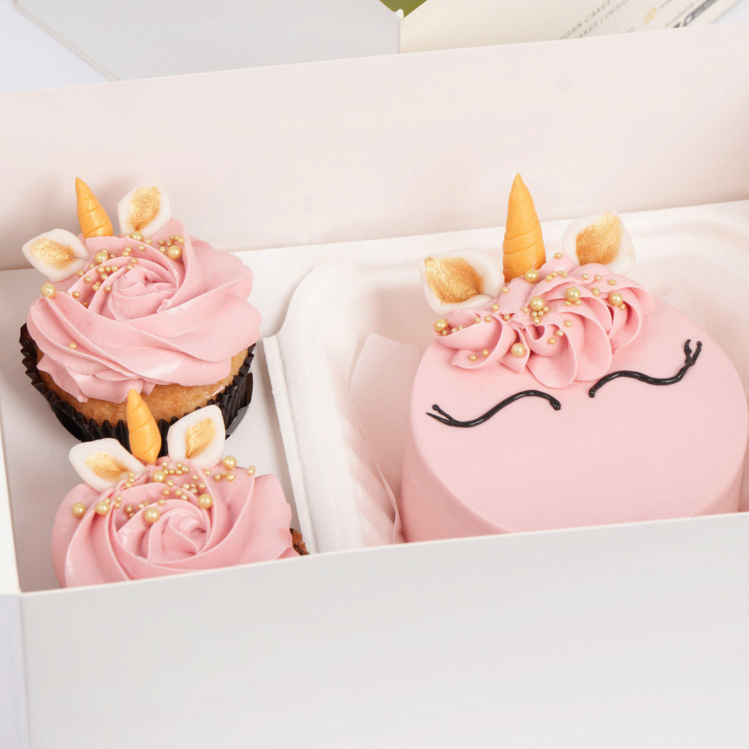 Enchanting Unicorn-Themed Bento Cake and Cupcake Set