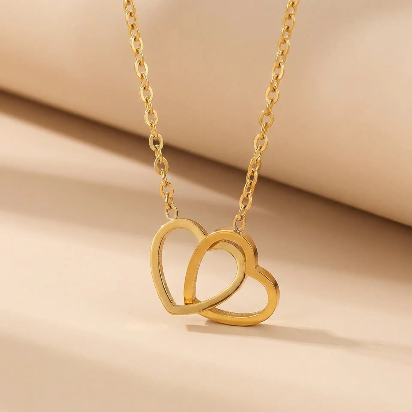 Eternal Rose Bouquet & Gold Interlocking Hearts Necklace Gift Set